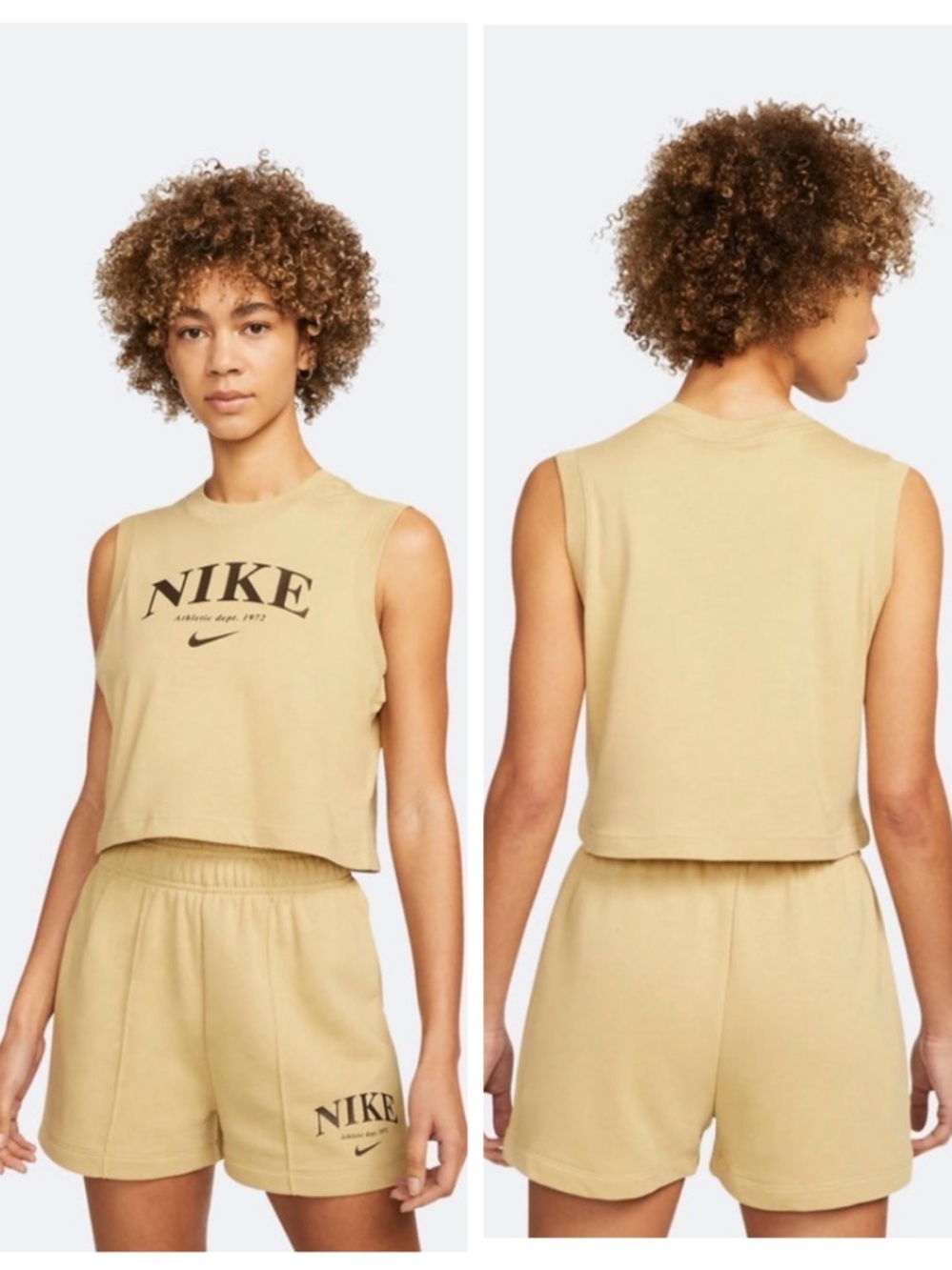 Nike Sportswear Crop Tank Wheat Grass Athletic Dept 1972 Size Small DV0340-710